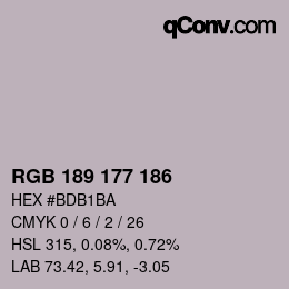 Color code: RGB 189 177 186 | qconv.com