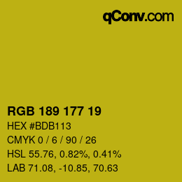 Color code: RGB 189 177 19 | qconv.com