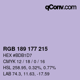 Color code: RGB 189 177 215 | qconv.com