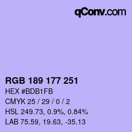 カラーコード: RGB 189 177 251 | qconv.com