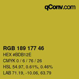 Color code: RGB 189 177 46 | qconv.com