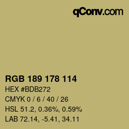Color code: RGB 189 178 114 | qconv.com