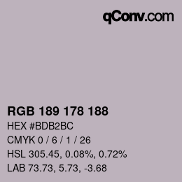 Color code: RGB 189 178 188 | qconv.com