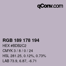 カラーコード: RGB 189 178 194 | qconv.com