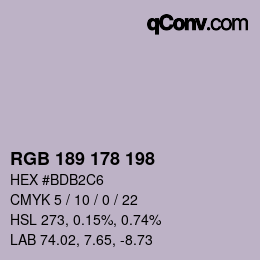 カラーコード: RGB 189 178 198 | qconv.com