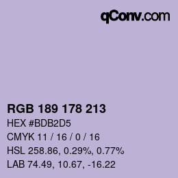 カラーコード: RGB 189 178 213 | qconv.com