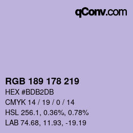 Color code: RGB 189 178 219 | qconv.com