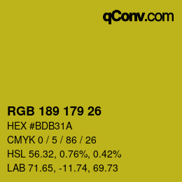 Color code: RGB 189 179 26 | qconv.com