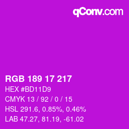 Color code: RGB 189 17 217 | qconv.com