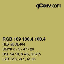 カラーコード: RGB 189 180.4 100.4 | qconv.com