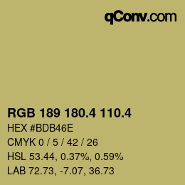 カラーコード: RGB 189 180.4 110.4 | qconv.com