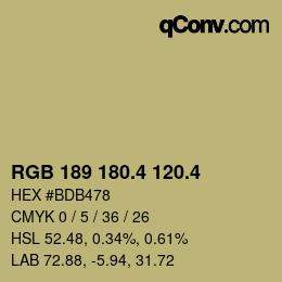 カラーコード: RGB 189 180.4 120.4 | qconv.com
