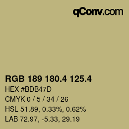 カラーコード: RGB 189 180.4 125.4 | qconv.com