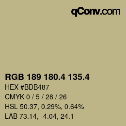 カラーコード: RGB 189 180.4 135.4 | qconv.com