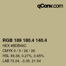 カラーコード: RGB 189 180.4 140.4 | qconv.com