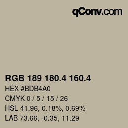 カラーコード: RGB 189 180.4 160.4 | qconv.com