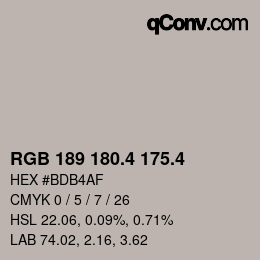 カラーコード: RGB 189 180.4 175.4 | qconv.com