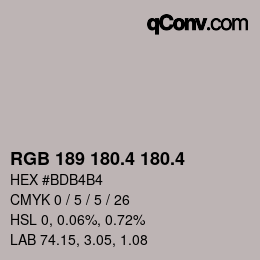 カラーコード: RGB 189 180.4 180.4 | qconv.com