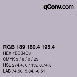 カラーコード: RGB 189 180.4 195.4 | qconv.com