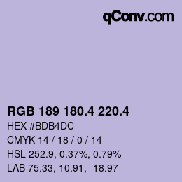 カラーコード: RGB 189 180.4 220.4 | qconv.com