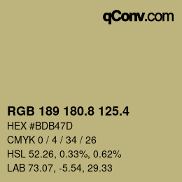 カラーコード: RGB 189 180.8 125.4 | qconv.com