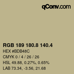カラーコード: RGB 189 180.8 140.4 | qconv.com