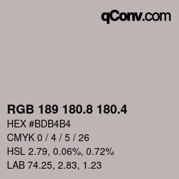 カラーコード: RGB 189 180.8 180.4 | qconv.com