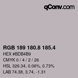 カラーコード: RGB 189 180.8 185.4 | qconv.com