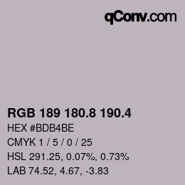 カラーコード: RGB 189 180.8 190.4 | qconv.com
