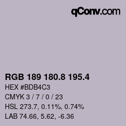 カラーコード: RGB 189 180.8 195.4 | qconv.com