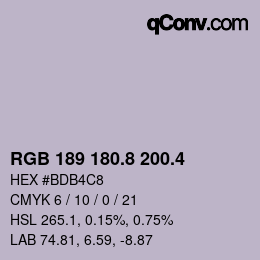 カラーコード: RGB 189 180.8 200.4 | qconv.com
