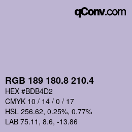 カラーコード: RGB 189 180.8 210.4 | qconv.com