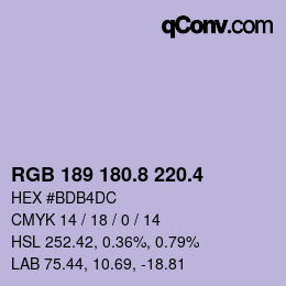 カラーコード: RGB 189 180.8 220.4 | qconv.com