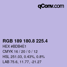 カラーコード: RGB 189 180.8 225.4 | qconv.com