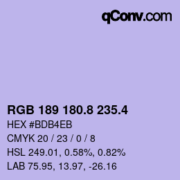 カラーコード: RGB 189 180.8 235.4 | qconv.com