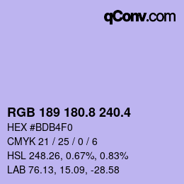 カラーコード: RGB 189 180.8 240.4 | qconv.com