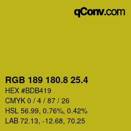 カラーコード: RGB 189 180.8 25.4 | qconv.com