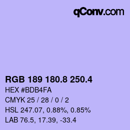 カラーコード: RGB 189 180.8 250.4 | qconv.com