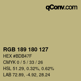 Farbcode: RGB 189 180 127 | qconv.com