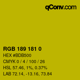 颜色代码: RGB 189 181 0 | qconv.com