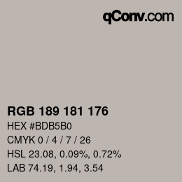 カラーコード: RGB 189 181 176 | qconv.com