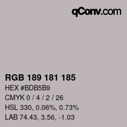 Color code: RGB 189 181 185 | qconv.com