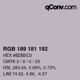 カラーコード: RGB 189 181 192 | qconv.com