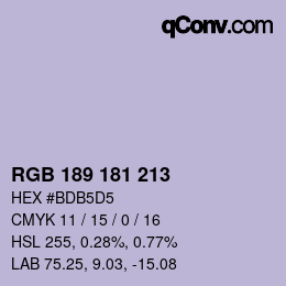 Color code: RGB 189 181 213 | qconv.com
