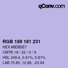 Color code: RGB 189 181 231 | qconv.com