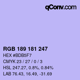 カラーコード: RGB 189 181 247 | qconv.com