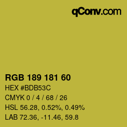 Color code: RGB 189 181 60 | qconv.com