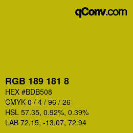 Código de color: RGB 189 181 8 | qconv.com
