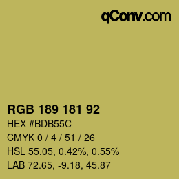 颜色代码: RGB 189 181 92 | qconv.com