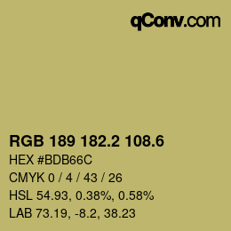 カラーコード: RGB 189 182.2 108.6 | qconv.com